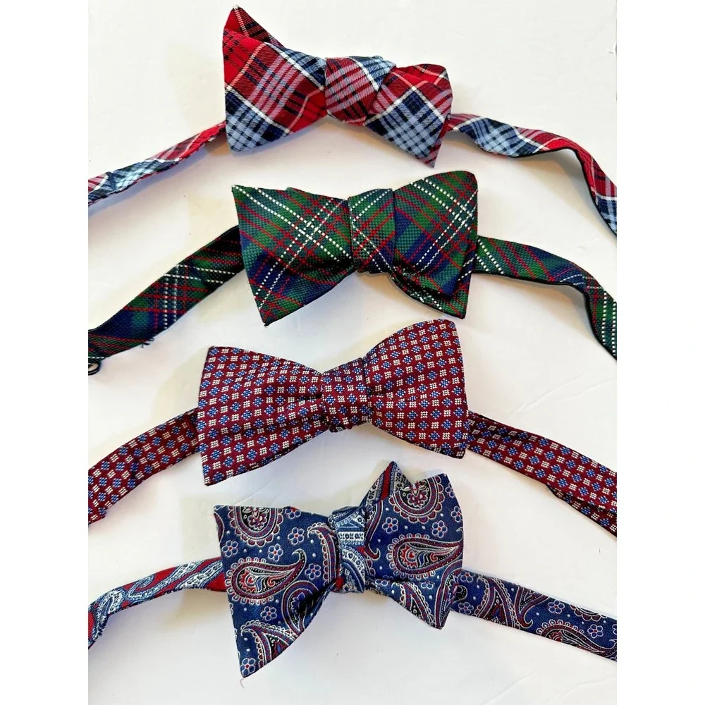 Cremeiux Bow Tie 100% Silk Plaid Paisley Geometric Green Blue Red NEW lot 4